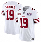 Men & Women & Youth San Francisco 49ers #19 Deebo Samuel White 2024 F.U.S.E. Super Bowl LVIII Patch And 1-star C Patch Vapor Untouchable Limited Jersey,baseball caps,new era cap wholesale,wholesale hats